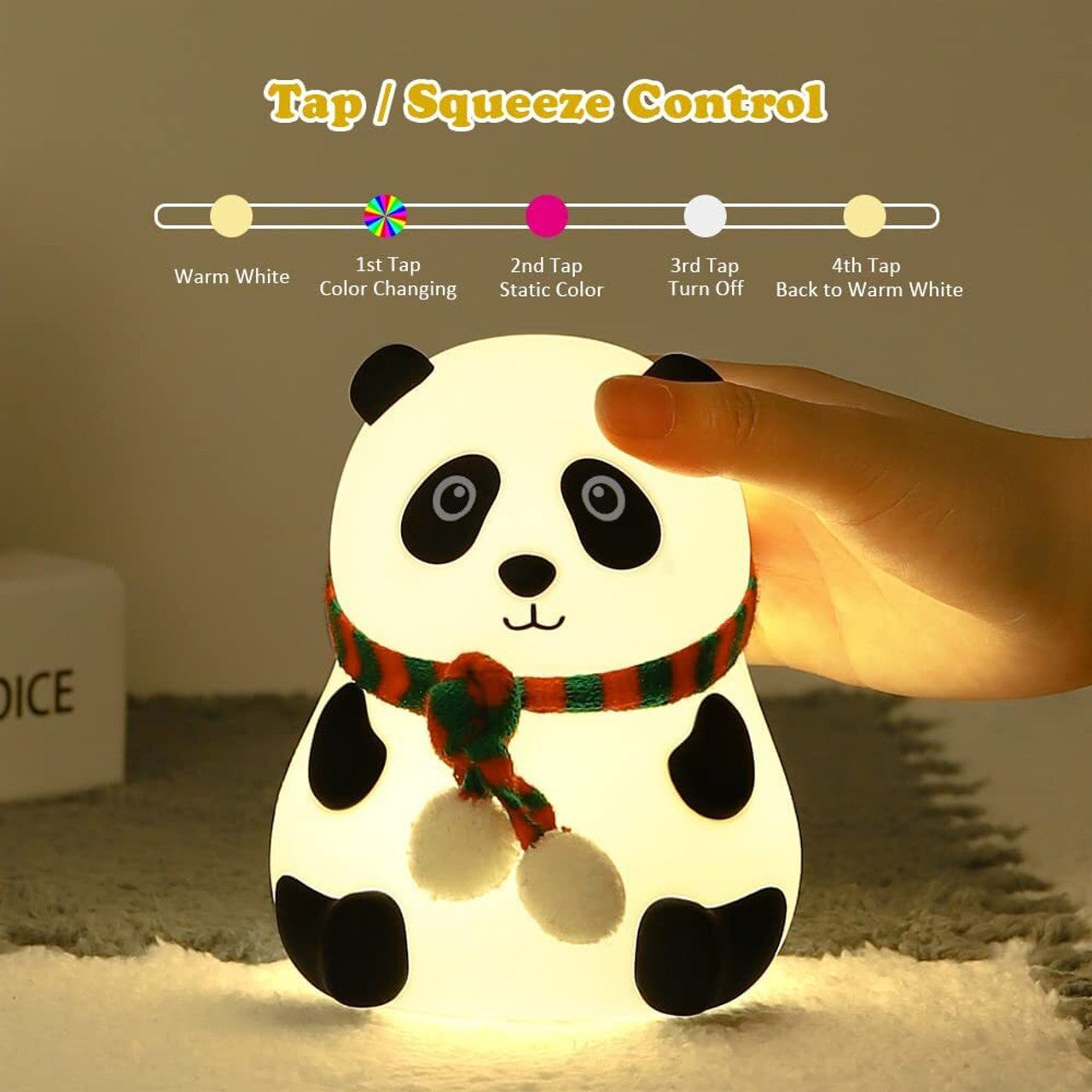 Cute Panda Touch Silicon Lamp with 7 Color Modes - Rechargeable
