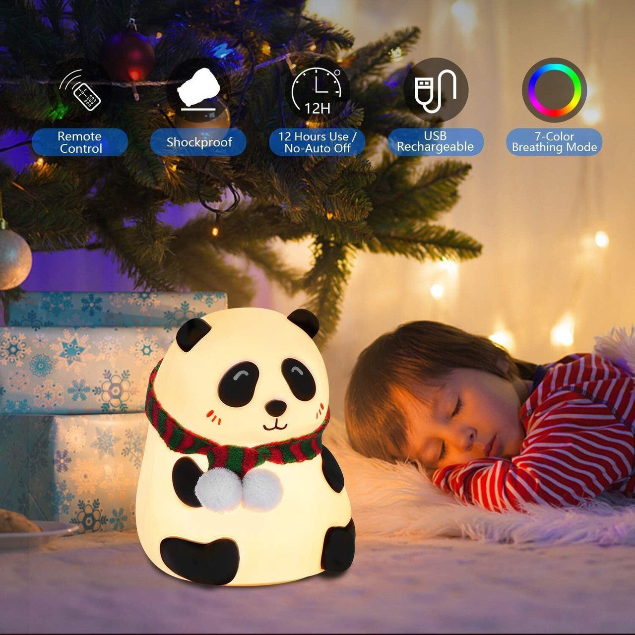 Cute Panda Touch Silicon Lamp with 7 Color Modes - Rechargeable