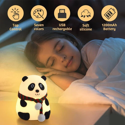 Cute Panda Touch Silicon Lamp with 7 Color Modes - Rechargeable